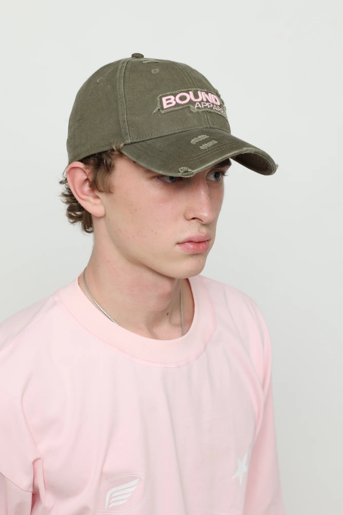 Khaki & Baby Pink Cap - Image 3