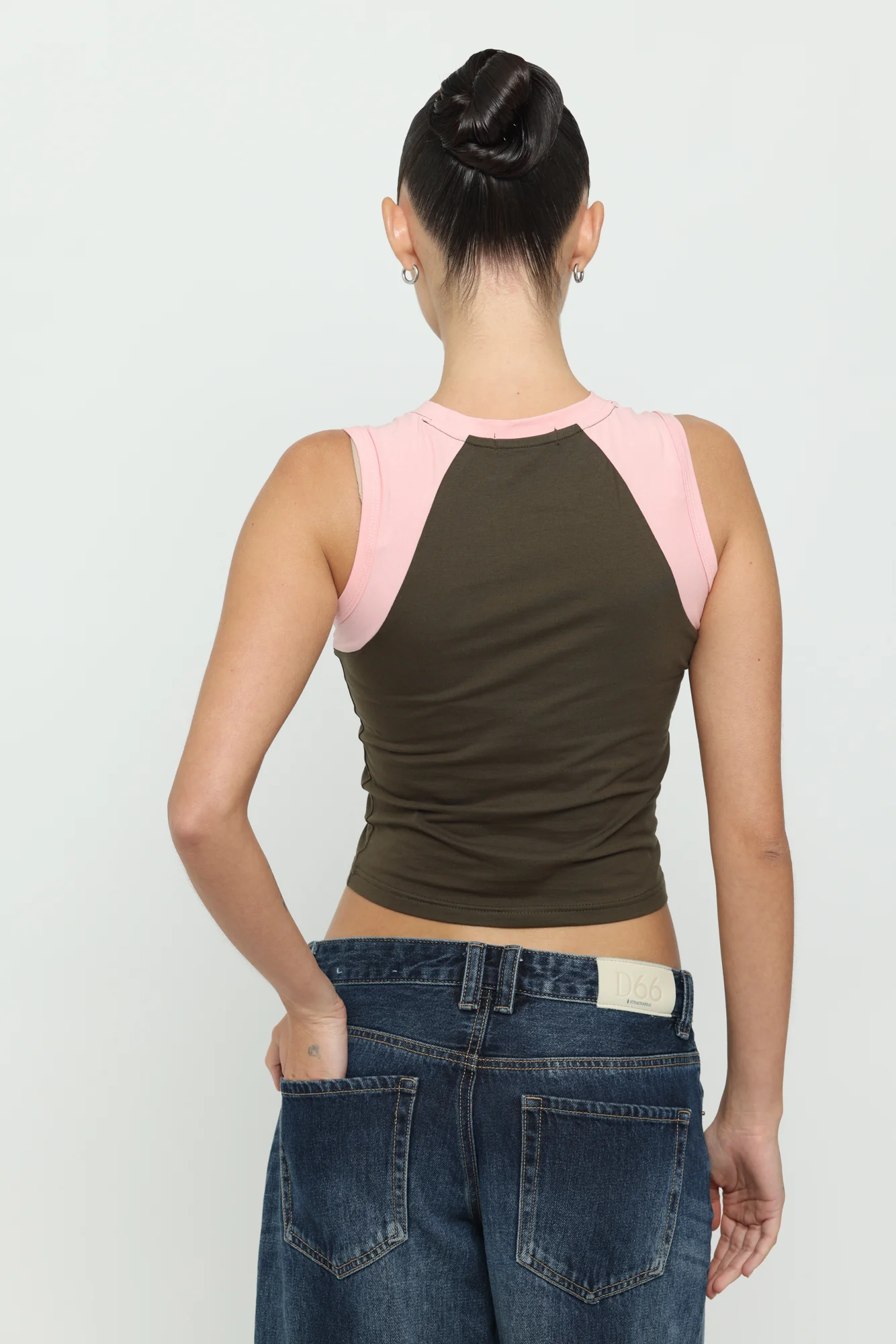 Khaki & Baby Pink Micro Tank - Image 4