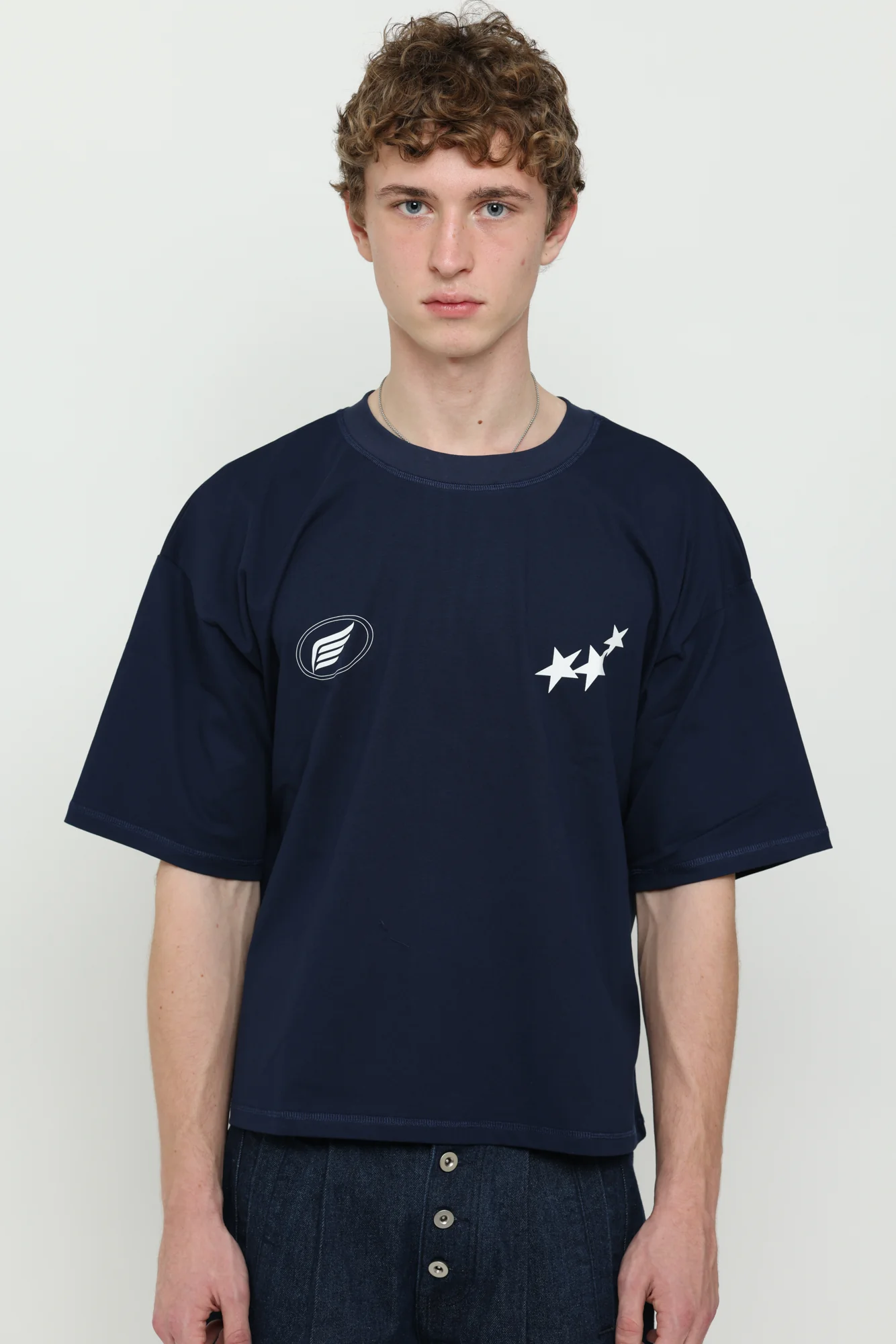 Navy & White Boxy Tee - Image 3