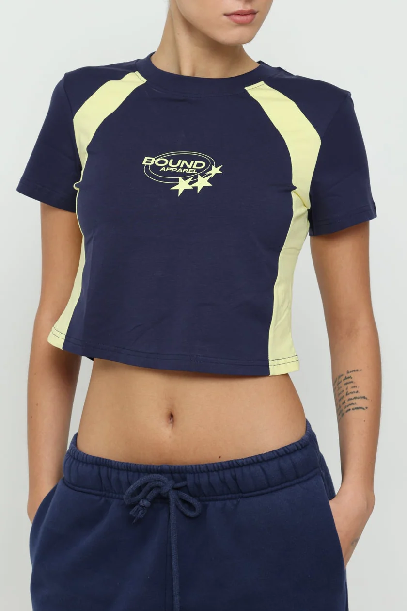Navy & Yellow Micro Tee - Image 4